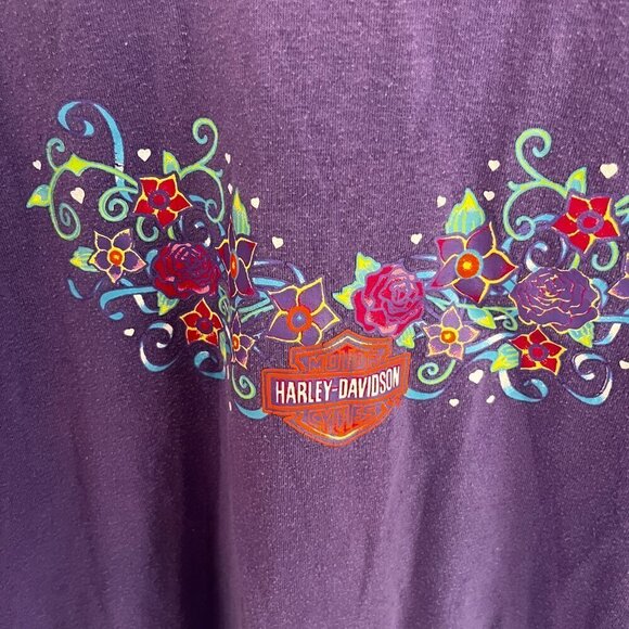 Harley Davidson Kids Girls Purple Tattoo Sleeve Shirt Large 12/14 Biker - Picture 3 of 11